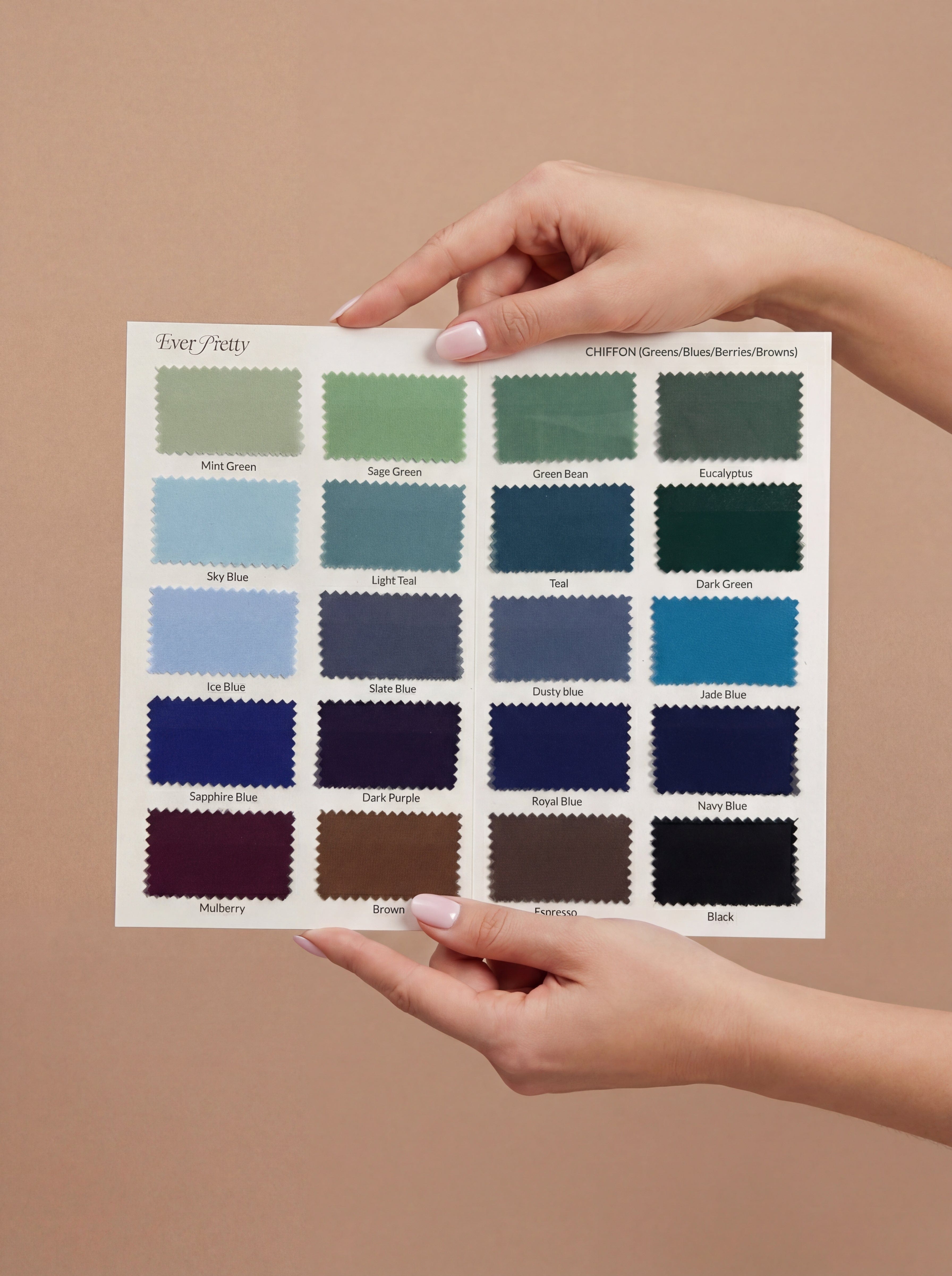 Ever-Pretty Chiffon Swatch #Color_Greens/Blues/Berries/Browns