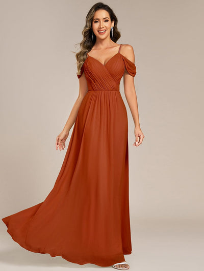 Blackless See-through Bridesmaid Dress #color_Burnt Orange
