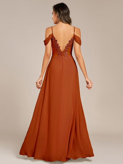 Blackless See-through Bridesmaid Dress #color_Burnt Orange