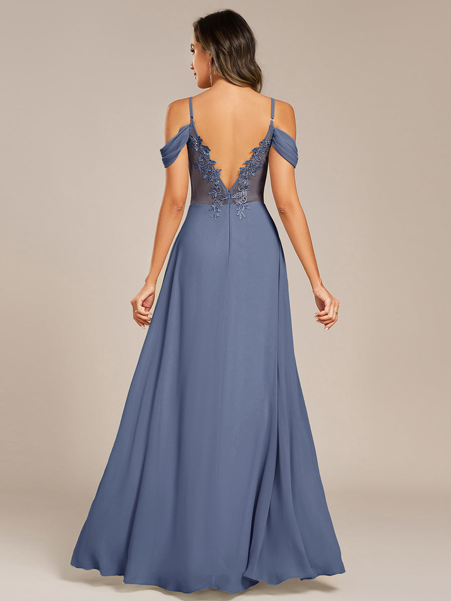 Blackless See-through Bridesmaid Dress #color_Dusty Blue