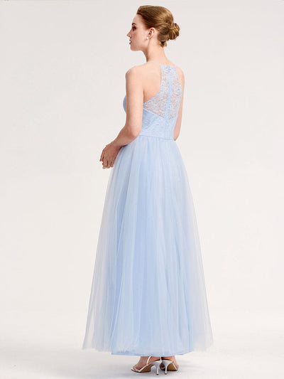 Applique Sleeveless Tulle Bridesmaid Dress #color_Ice Blue