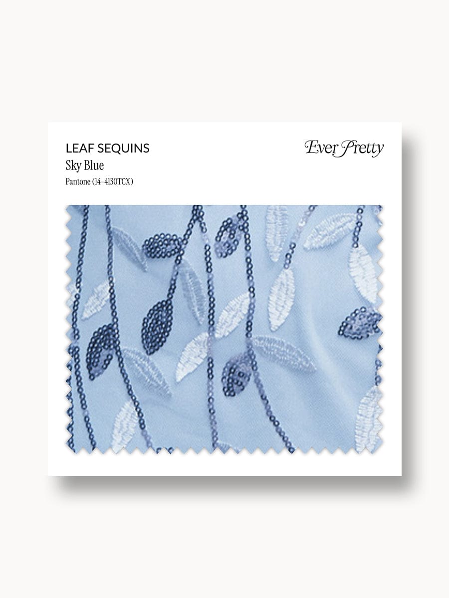 Ever-Pretty Leaf Sequin Swatch #Color_Sky Blue