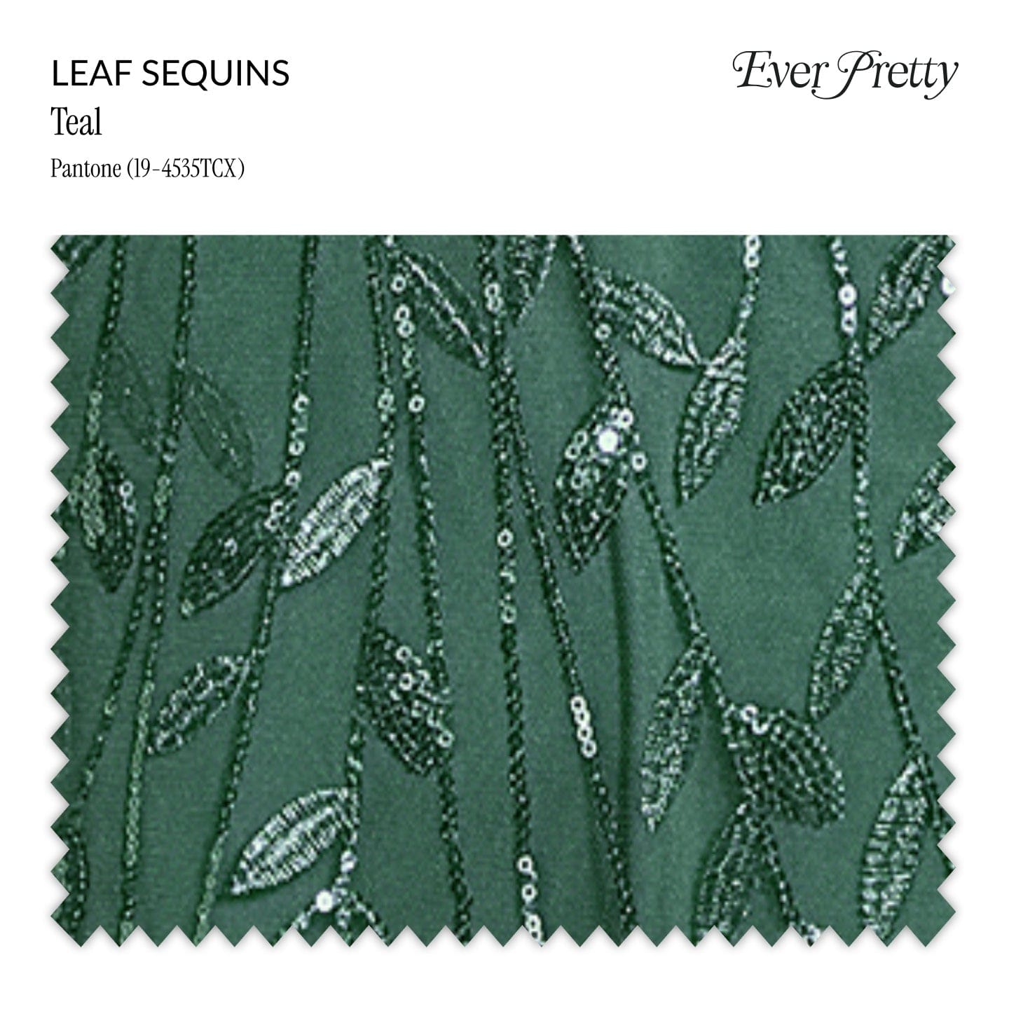 Ever-Pretty Leaf Sequin Swatch #Color_Teal