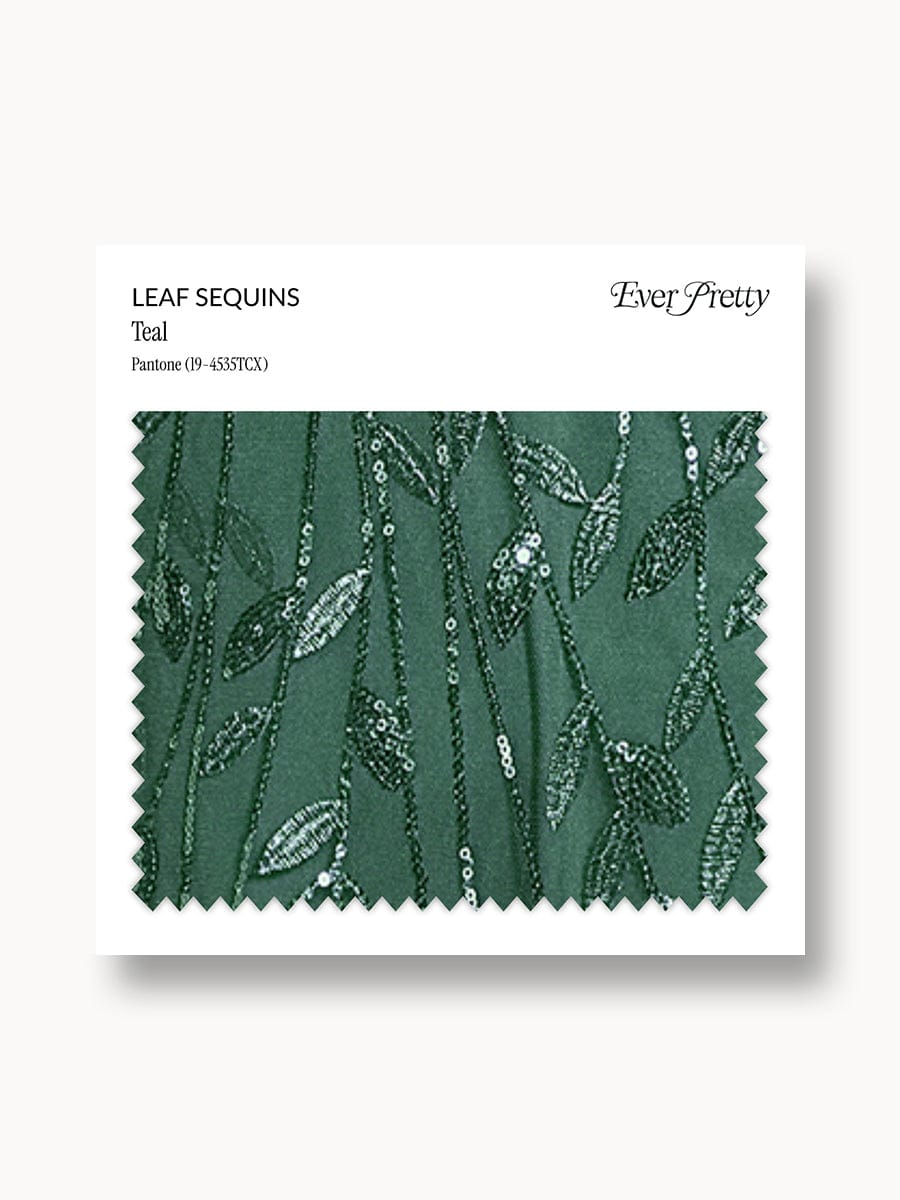 Ever-Pretty Leaf Sequin Swatch #Color_Teal