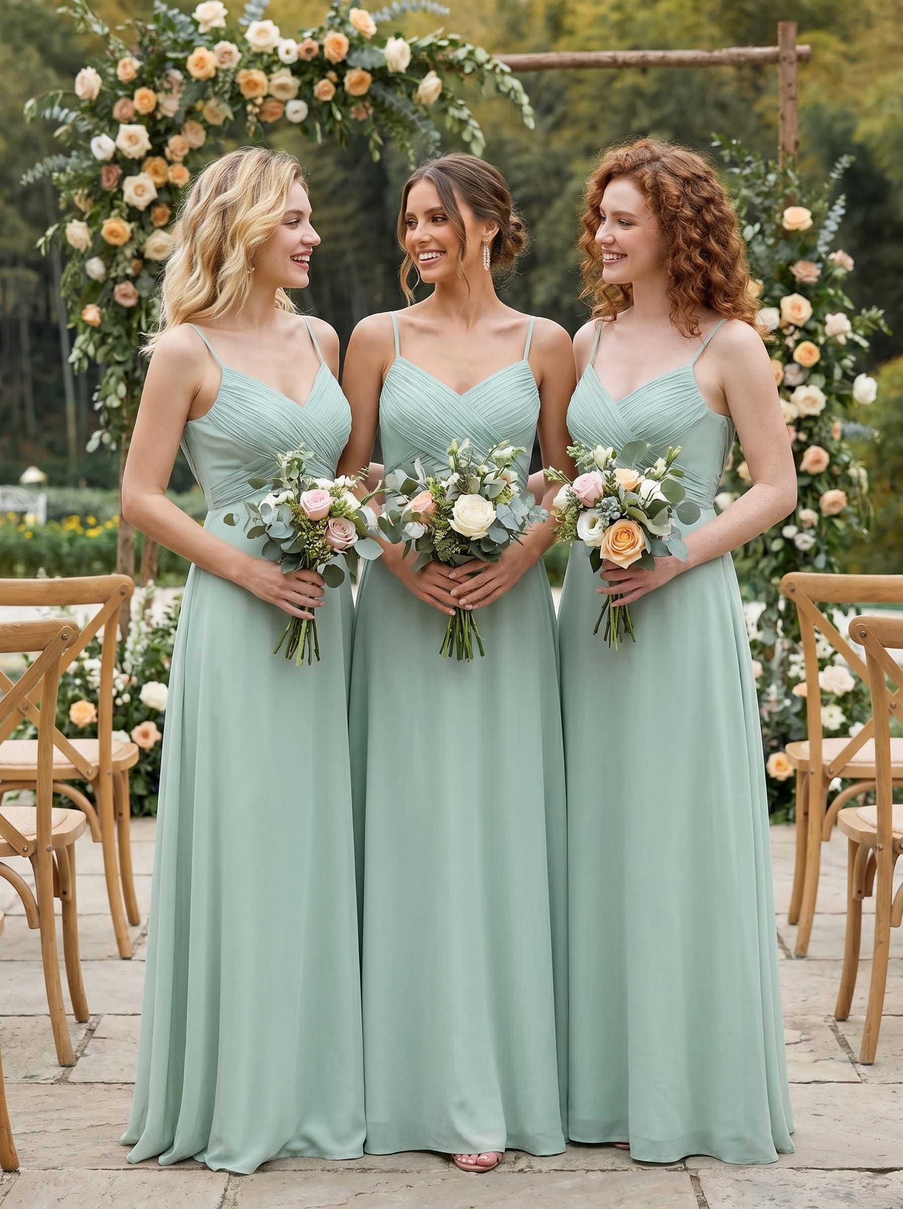 Sweetheart Draped Back Floor Length Bridesmaid Dress #color_Mint Green