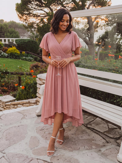 dusty rose wedding guest dress Elegant Mermaid Maxi Stretch Satin Slit Off The Shoulder Sleeves COCOMELODY CG0296, ideal for wedding guests seeking a refined look WEDTREND Women Dusty Rose Ruched