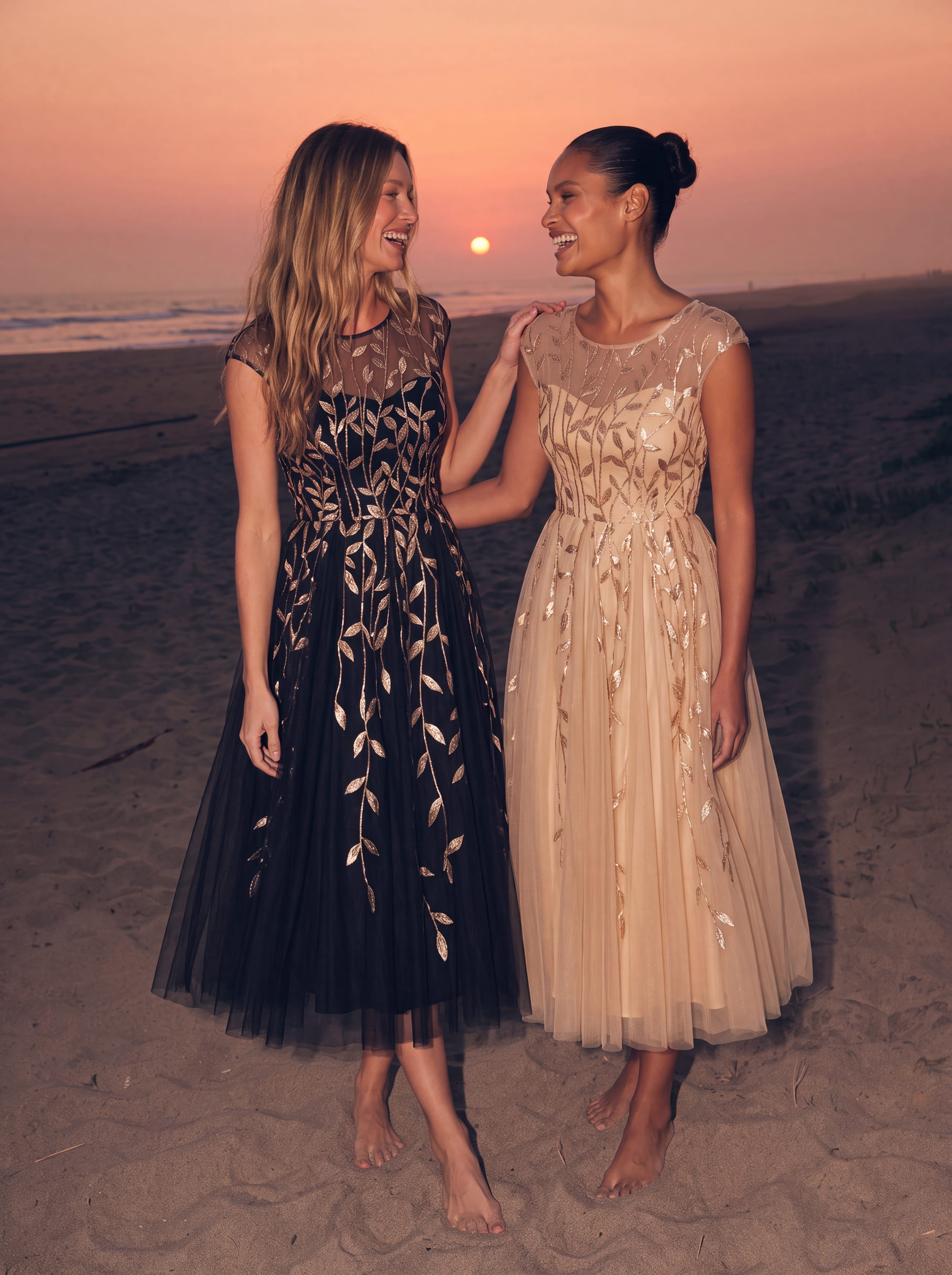 See-through Sequin Cap Sleeve Dress #color_Black & Gold