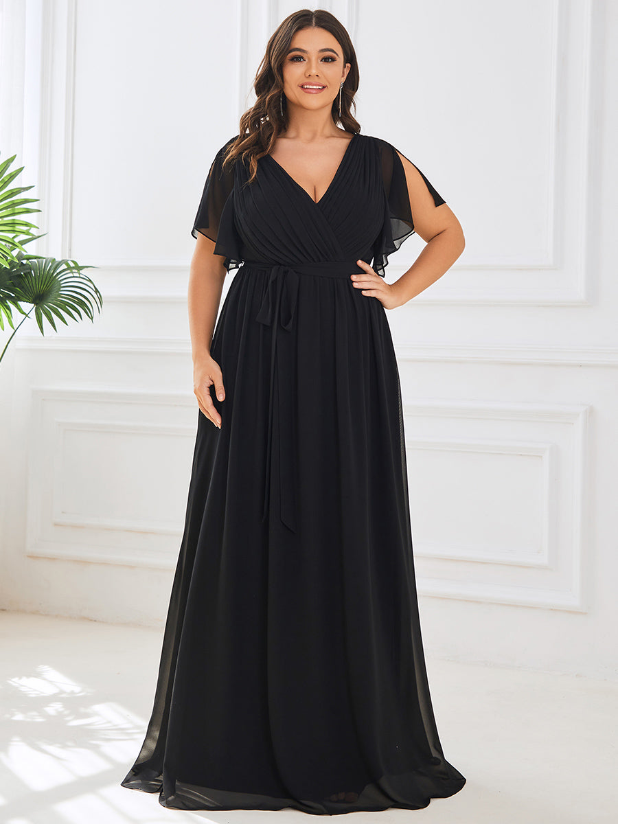 Can you recommend some stylish black evening dresses with sleeves from Ever Pretty UK?