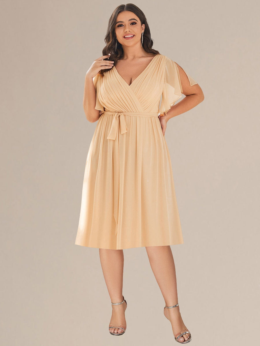 Tie-Waist Midi Bridesmaid Dress #color_Champagne