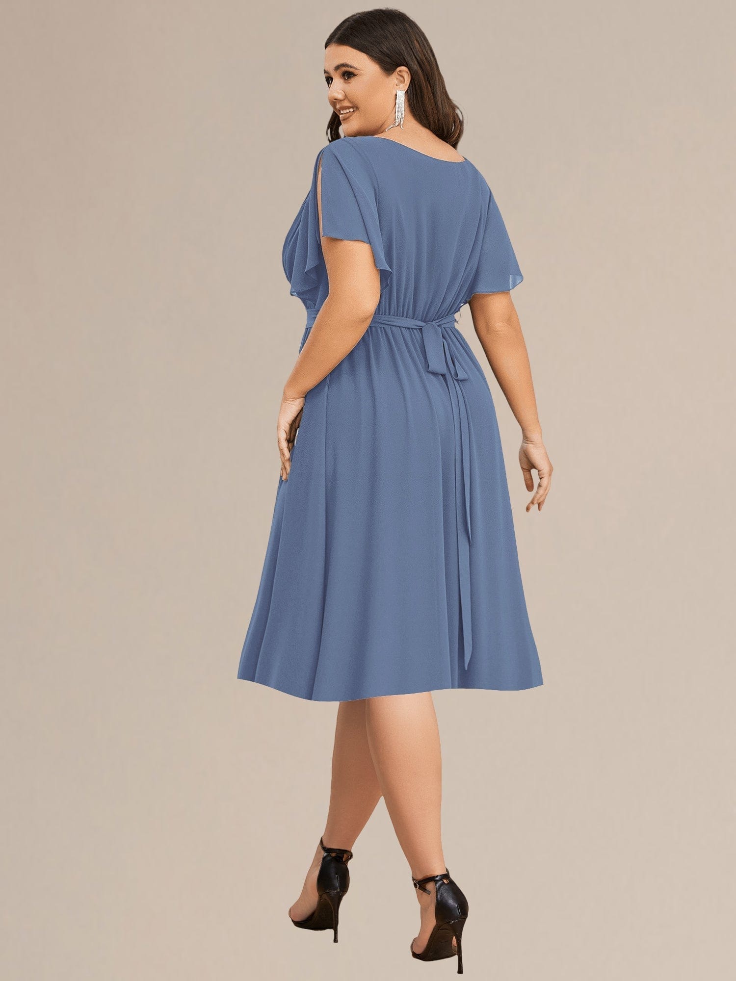 Tie-Waist Midi Bridesmaid Dress #color_Dusty Blue