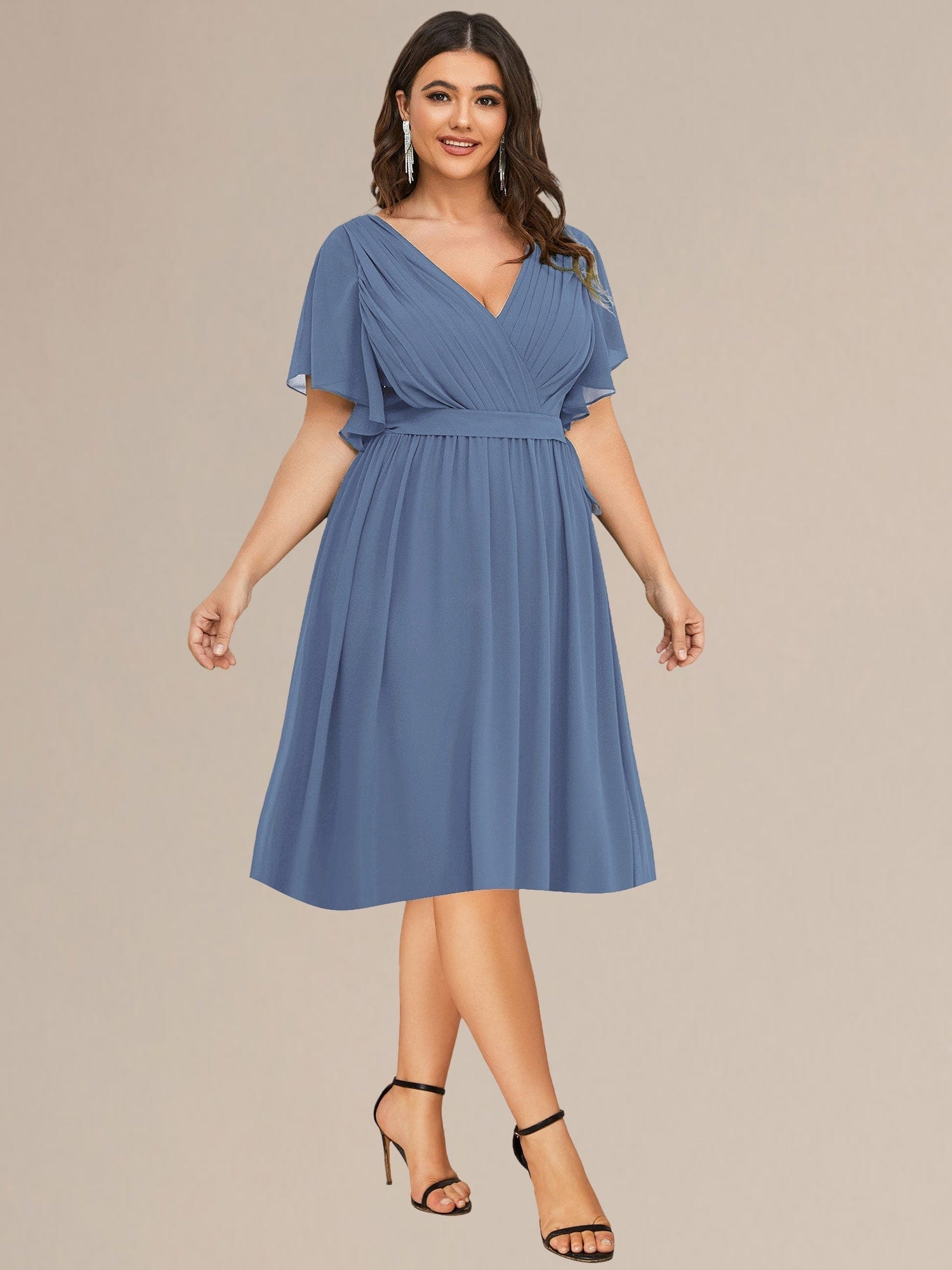 Tie-Waist Midi Bridesmaid Dress #color_Dusty Blue