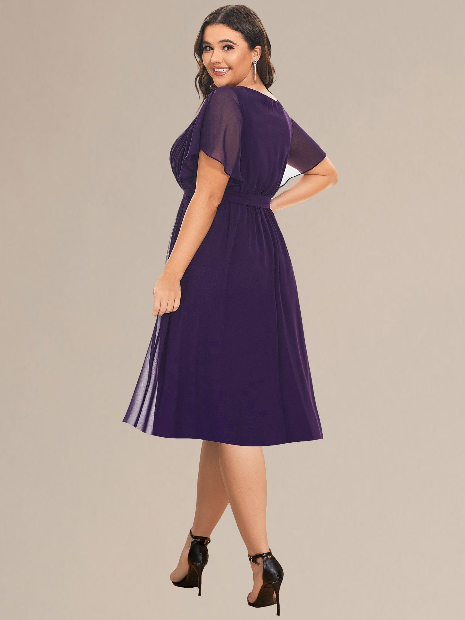 Tie-Waist Midi Bridesmaid Dress #color_Dark Purple