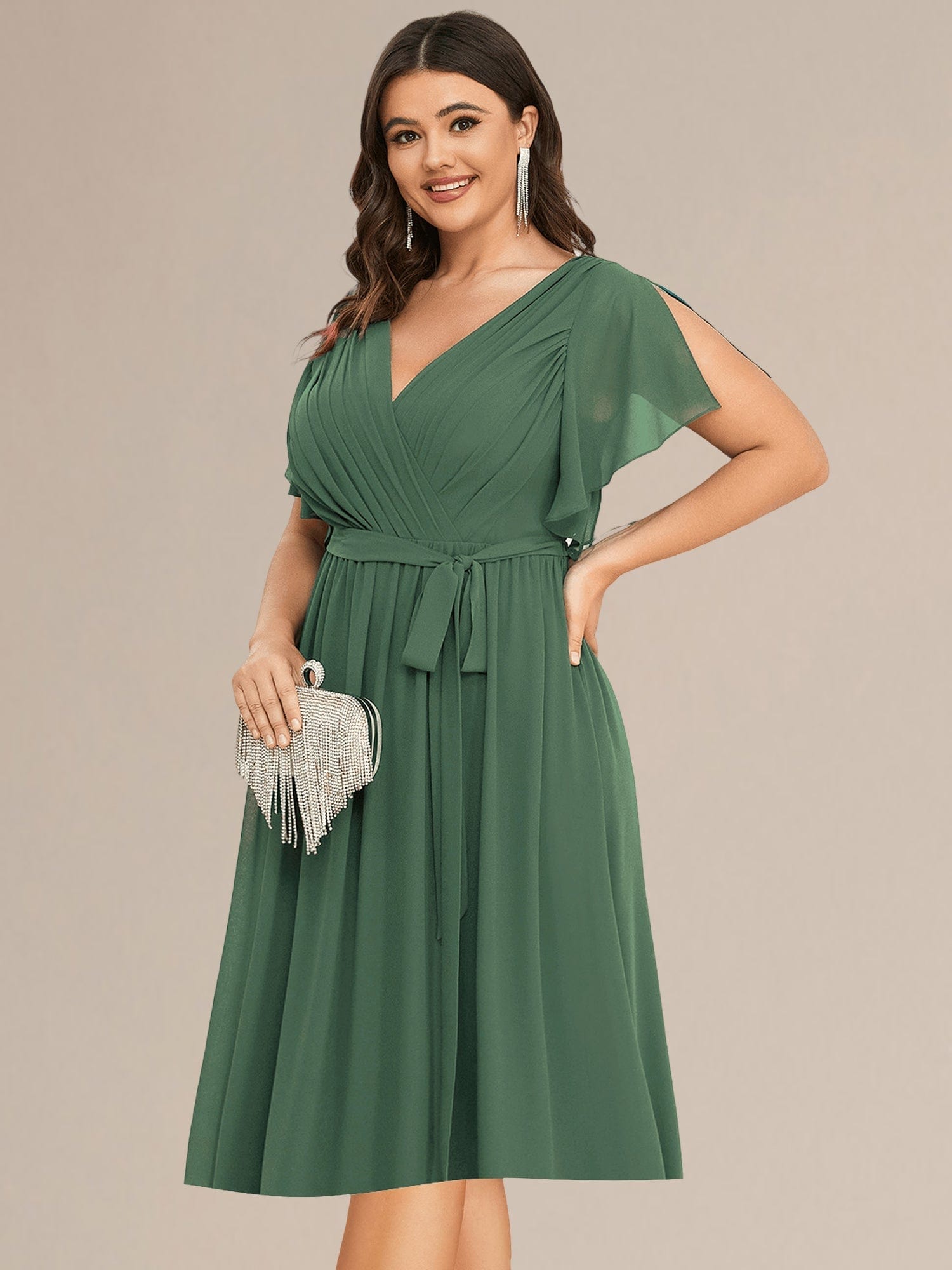 Tie-Waist Midi Bridesmaid Dress #color_Eucalyptus