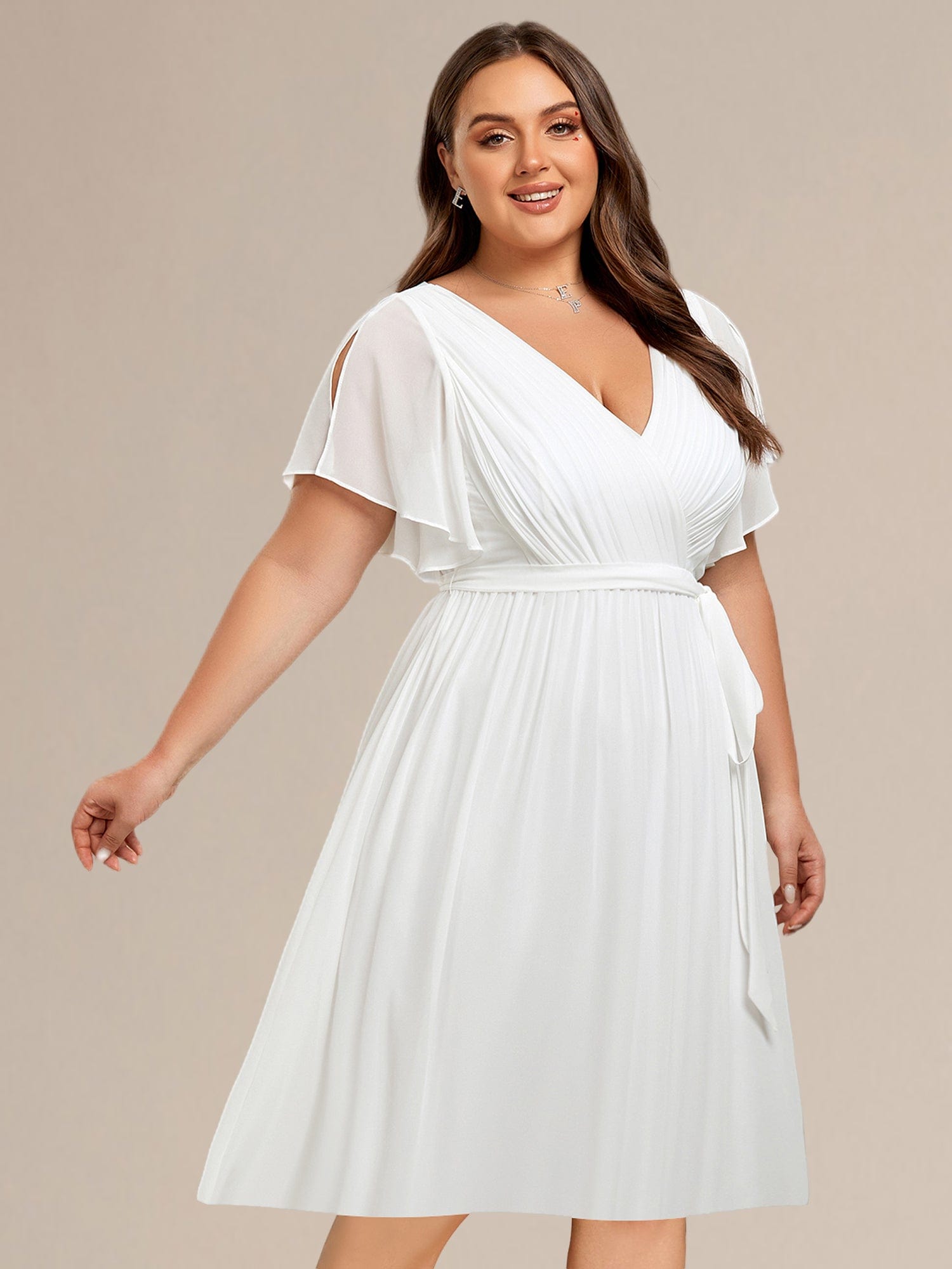 Tie-Waist Midi Bridesmaid Dress #color_White