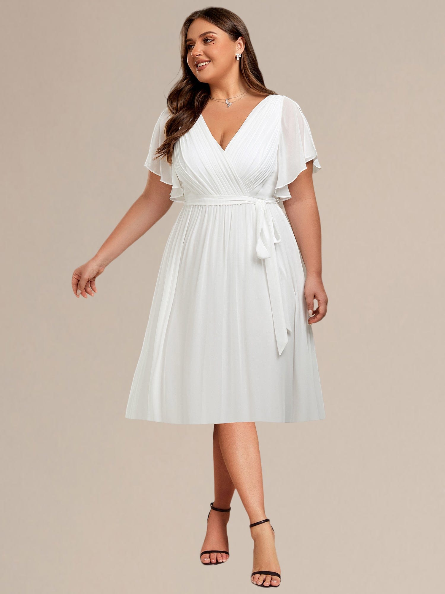Tie-Waist Midi Bridesmaid Dress #color_White