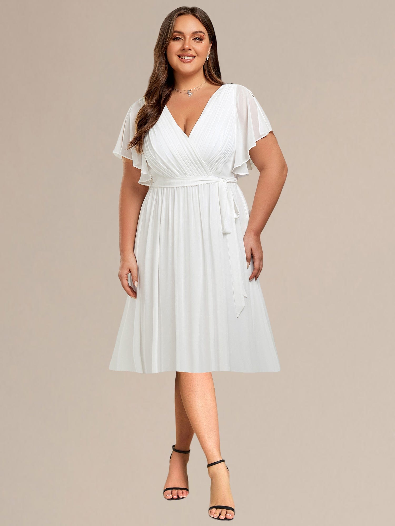 Tie-Waist Midi Bridesmaid Dress #color_White