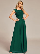 Lace Chiffon Long Bridesmaid Dress with Open Back #Color_Dark Green
