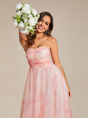 Multiway Strapless Floral Empire Waist Evening Dress with Pleated