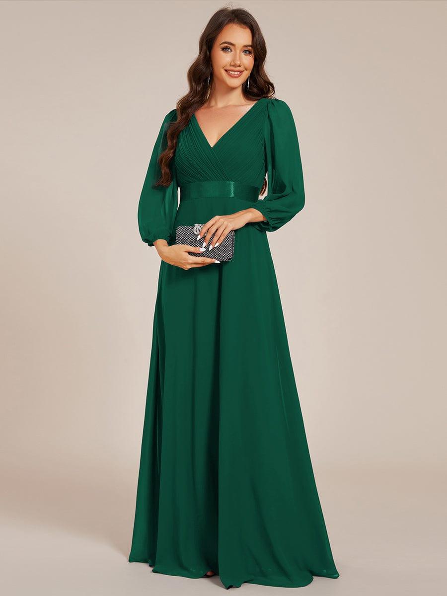 Chiffon Empire Waist Long Sleeve Maxi Evening Dress