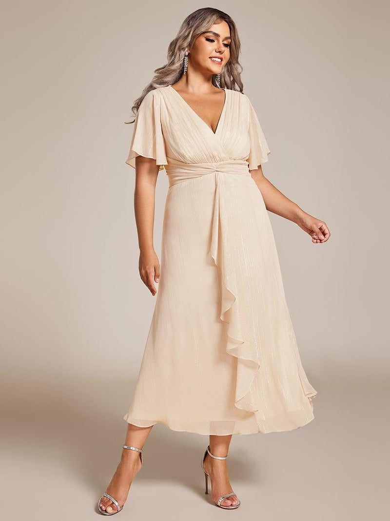 Lindas W1024 Glitter Full Length V-Neck Plus Size Dress main image 0