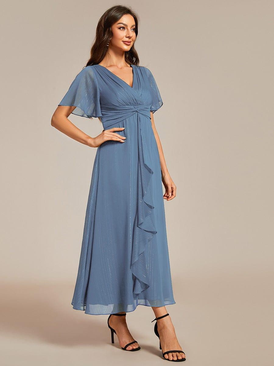 Glitter A-Line Midi Wedding Guest Dress #color_Dusty Blue