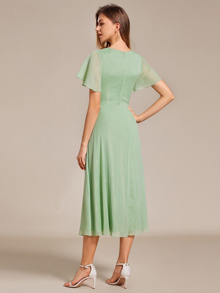 Glitter A-Line Midi Wedding Guest Dress #color_Summer Green