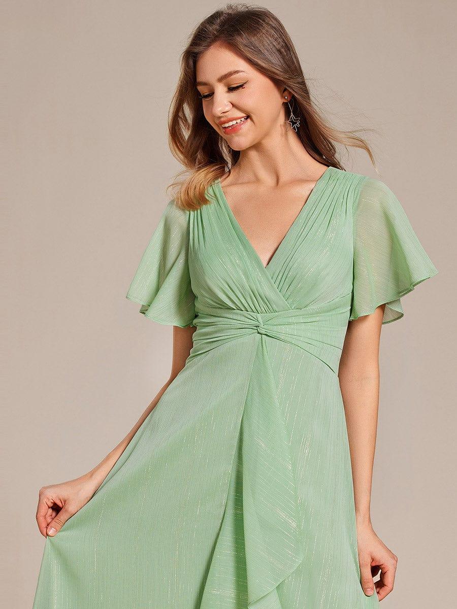 Glitter A-Line Midi Wedding Guest Dress #color_Summer Green