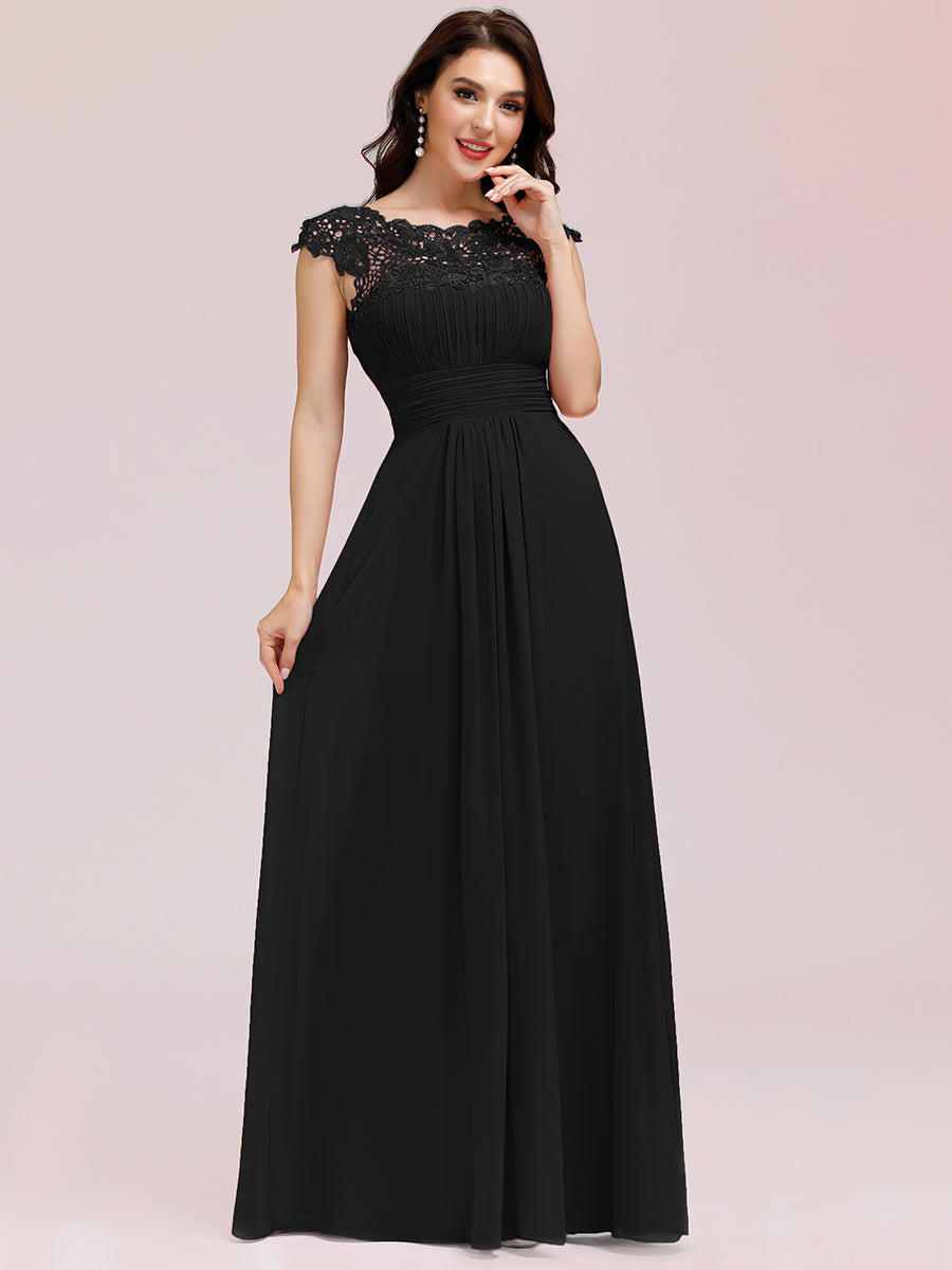 What are some popular black bridesmaid dresses in various fabric options?