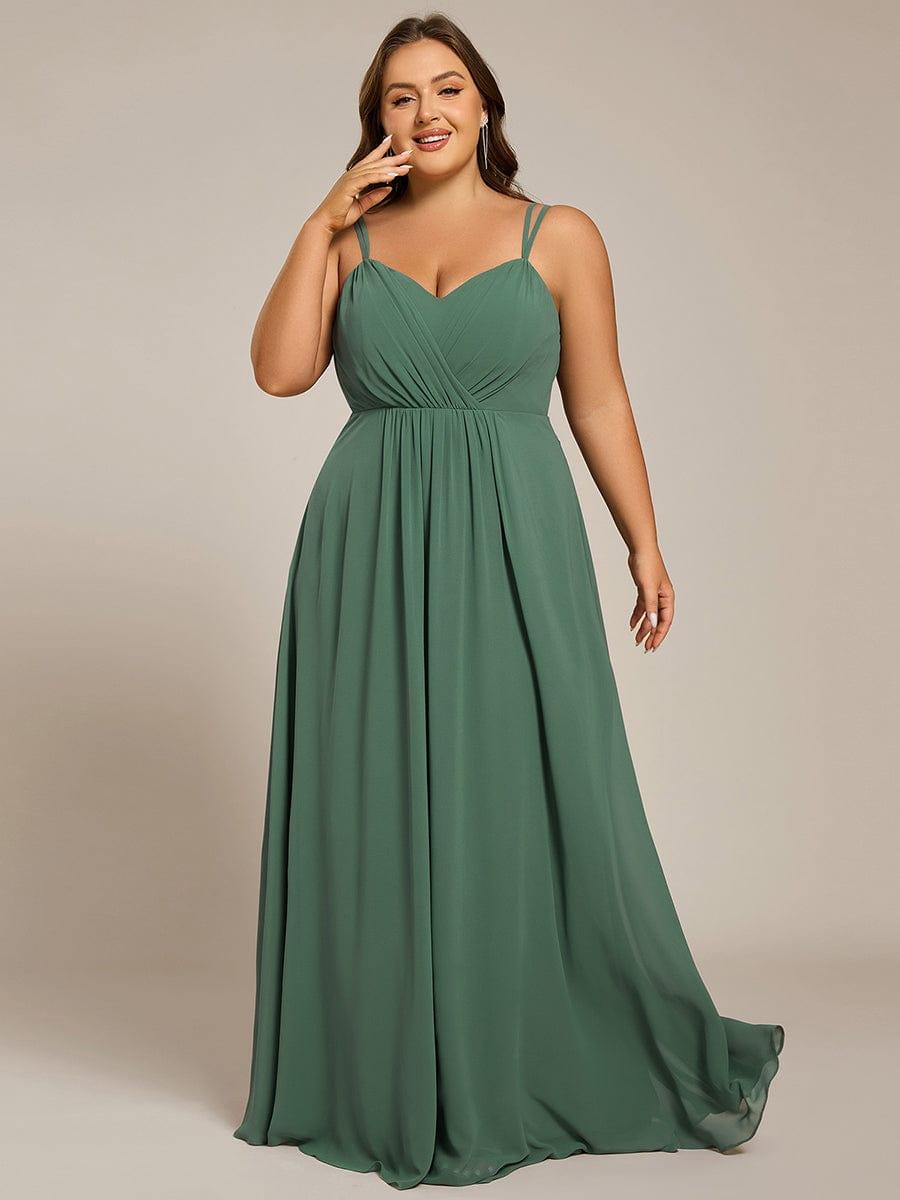 Custom Size Chiffon and Lace Open Back Bridesmaid Dress with Spaghetti Straps #color_Eucalyptus Green