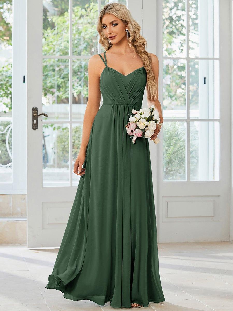 Custom Size Chiffon and Lace Open Back Bridesmaid Dress with Spaghetti Straps #color_Eucalyptus Green