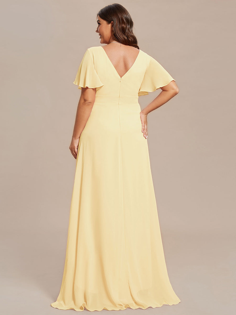Charming Chiffon Bridesmaid Dress with Lotus Leaf Hemline #color_Yellow