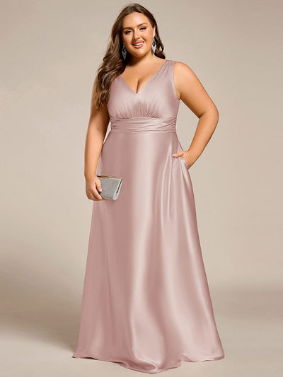 Sleeveless Empire Waist Satin Maxi Bridesmaid Dress With Pockets #color_Mauve