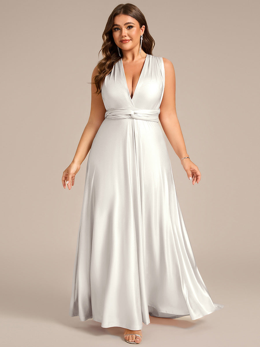 ever STYLES|High-Stretch Soft Versatile Convertible Bridesmaid Dress #color_Metallic Silver