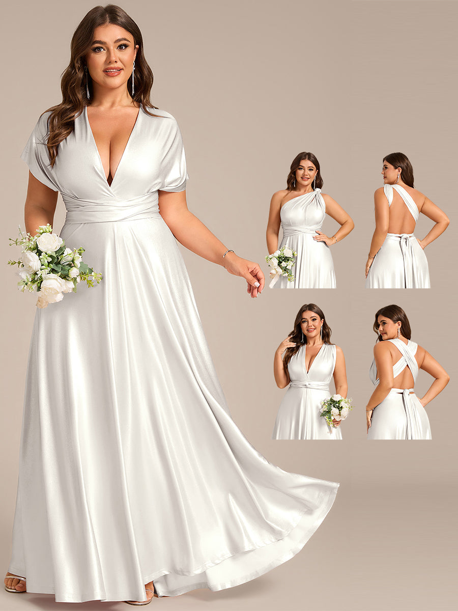 ever STYLES|High-Stretch Soft Versatile Convertible Bridesmaid Dress #color_Metallic Silver