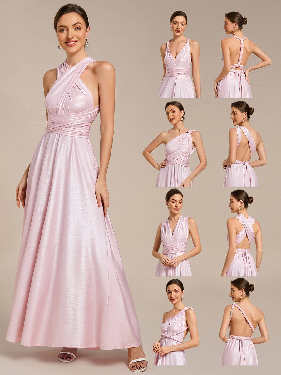 ever STYLES|High-Stretch Soft Versatile Convertible Bridesmaid Dress #color_Metallic Pink