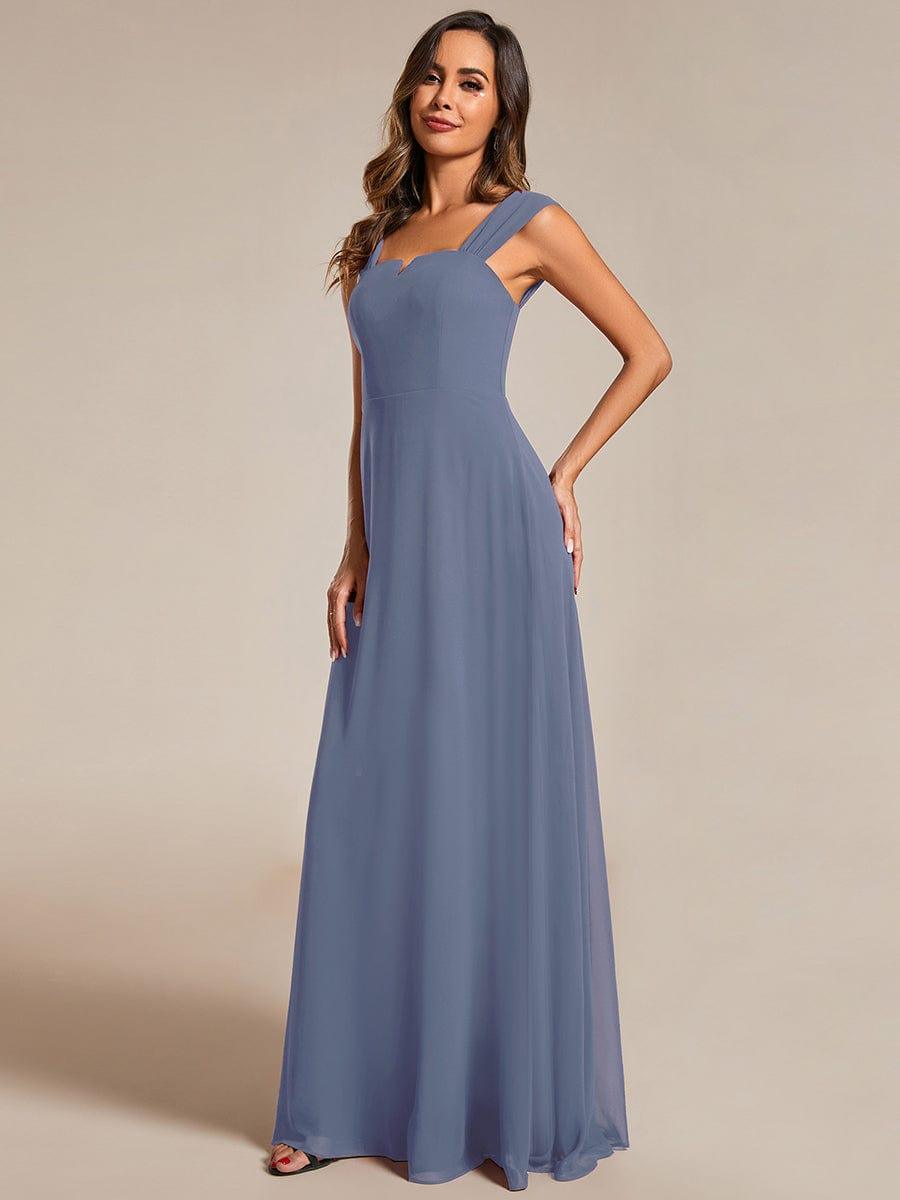 Chiffon High-Waisted Square Neck Sleeveless Bridesmaid Dress #color_Dusty Blue