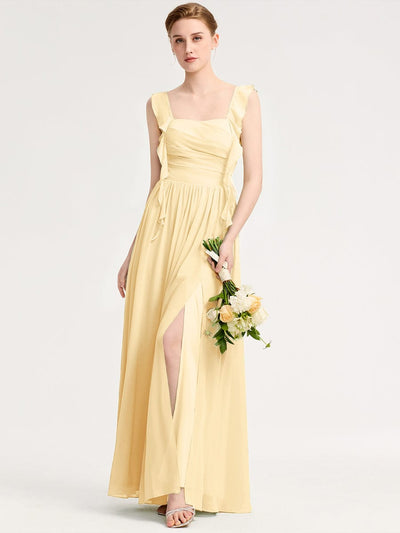 Romantic Flowing Ribbon Bridesmaid Dress #color_Yellow