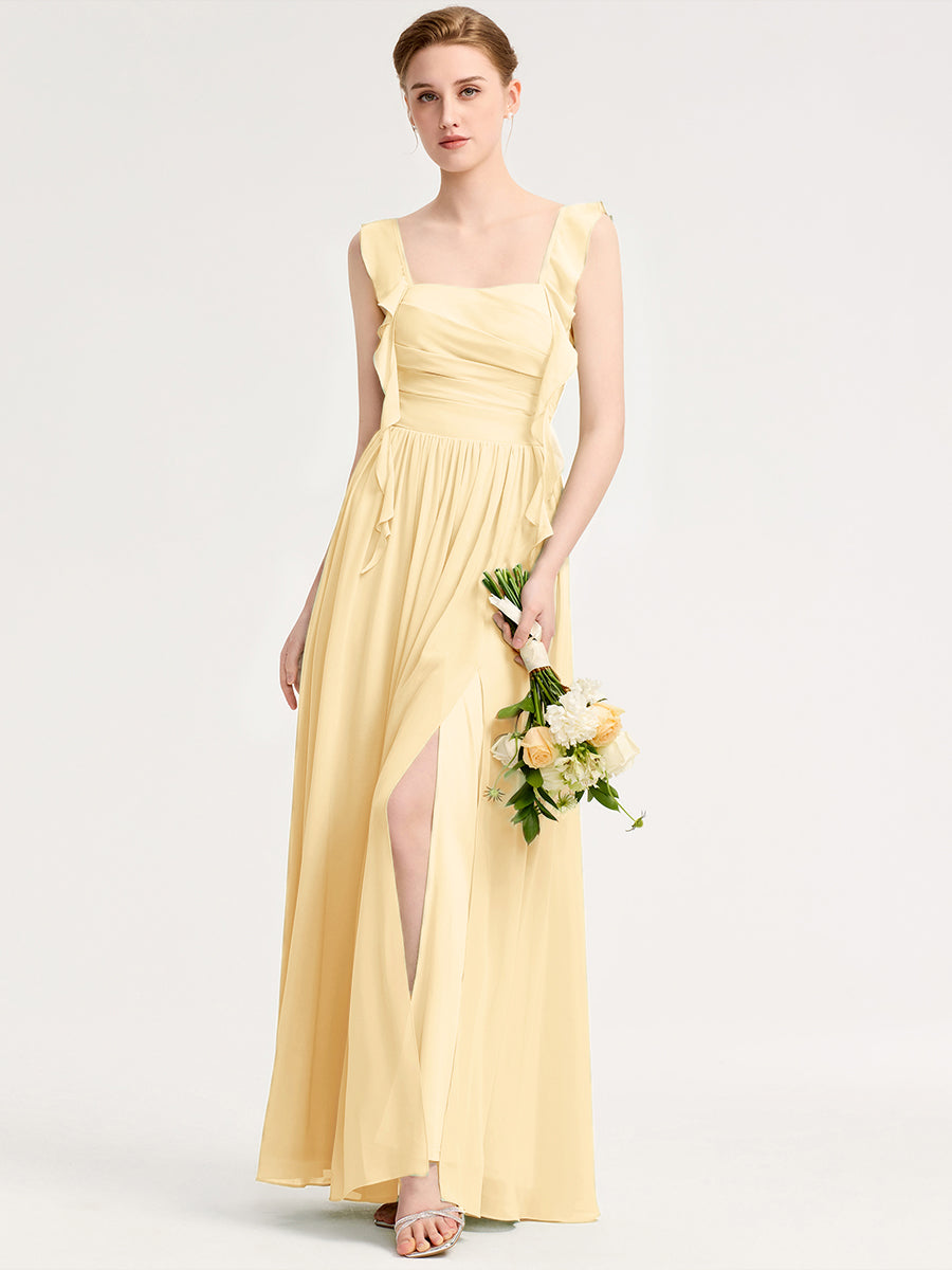 Romantic Flowing Ribbon Bridesmaid Dress #color_Yellow