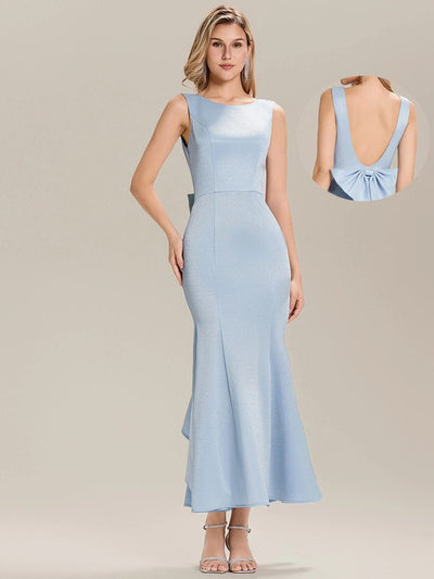 Sleeveless Midi Satin Mermaid Guest Dress #color_Light Blue