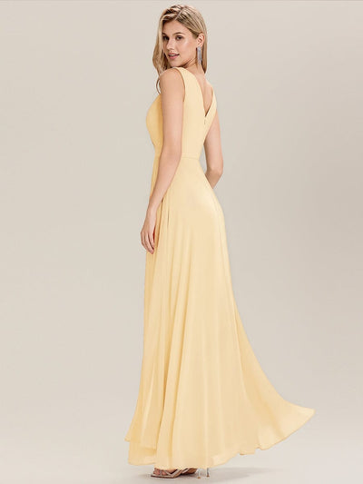 Elegant Side Slit Bridesmaid Dress #color_Yellow