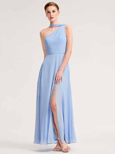 Sleeveless A-Line Floor Length Bridesmaid Dress with Thigh-High Slit #color_Ice Blue
