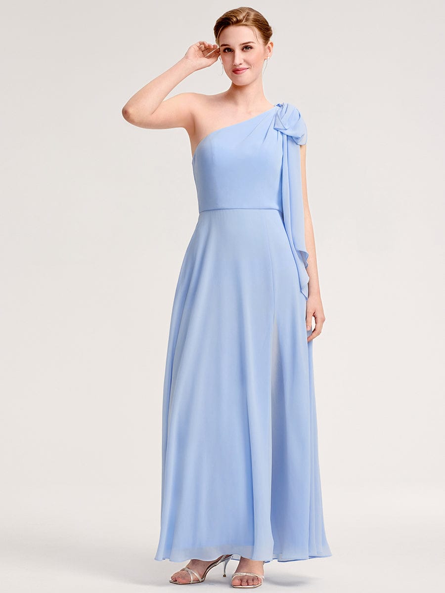 Sleeveless A-Line Floor Length Bridesmaid Dress with Thigh-High Slit #color_Ice Blue