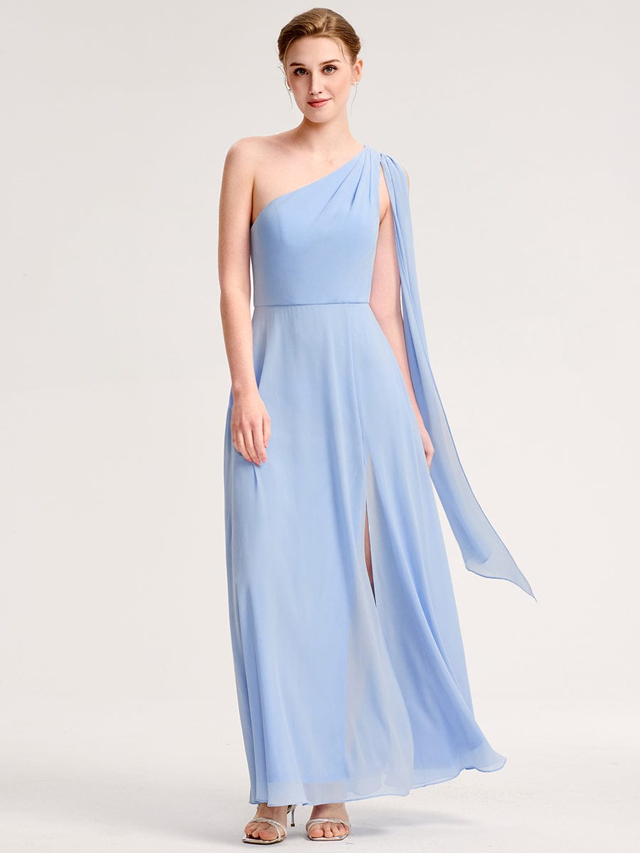 Sleeveless A-Line Floor Length Bridesmaid Dress with Thigh-High Slit #color_Ice Blue