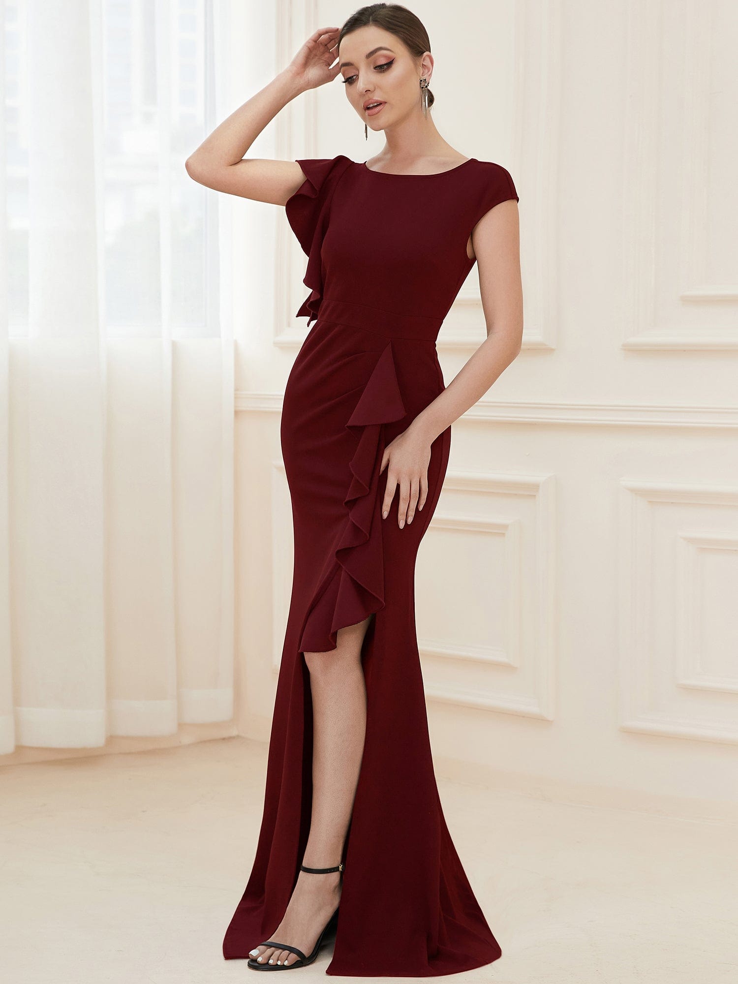 Cap sleeve evening best sale gown