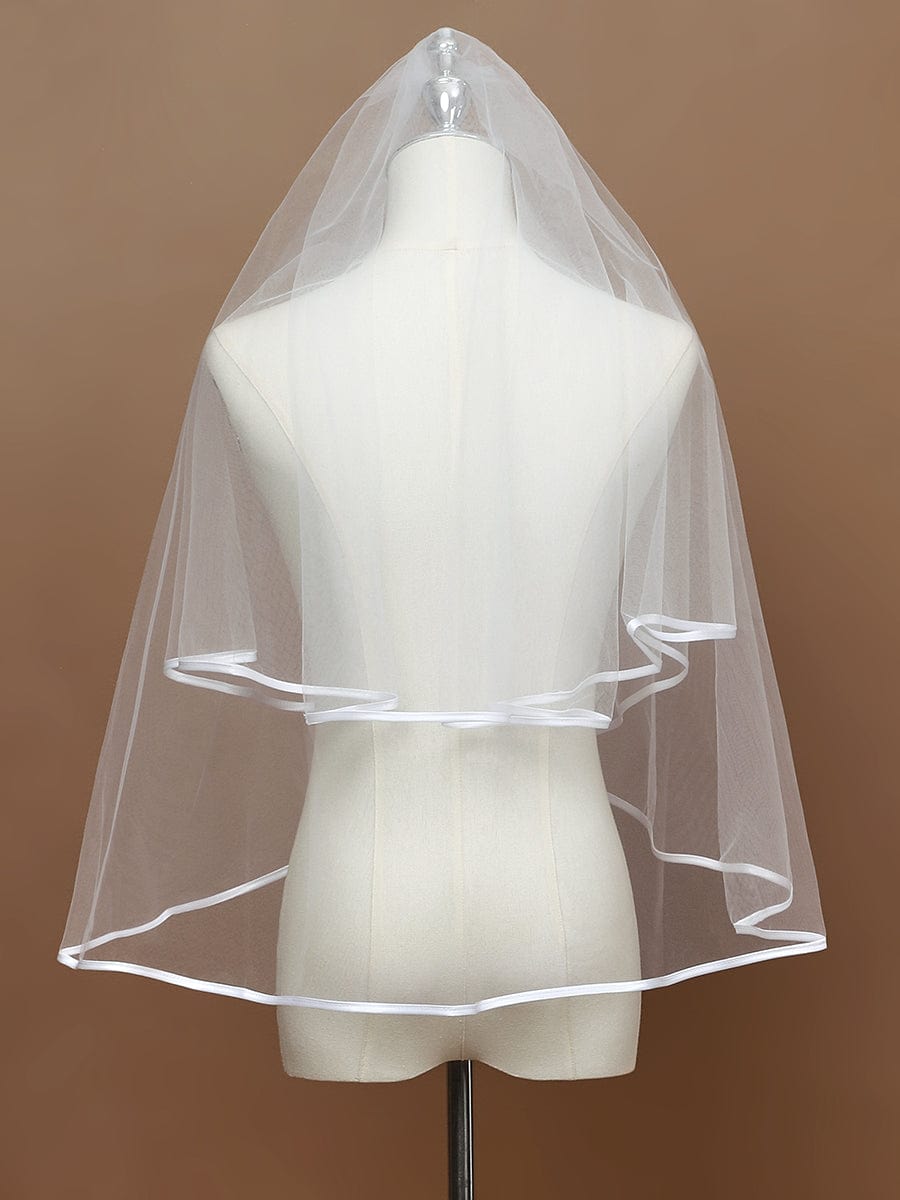 Simple Double-Layered Wedding Veil #color_Cream