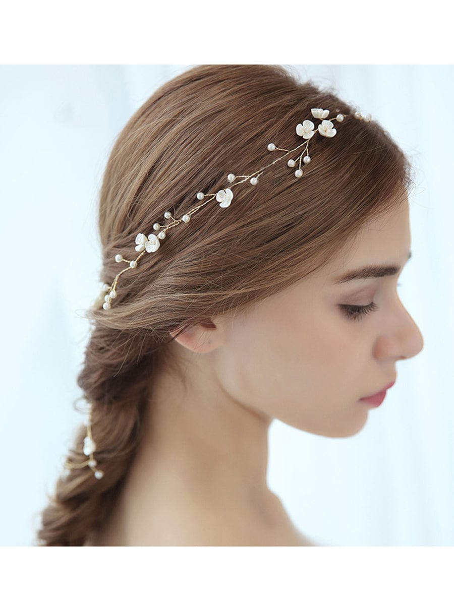 Dreamy Floral Bridal Hair Vines #color_Gold
