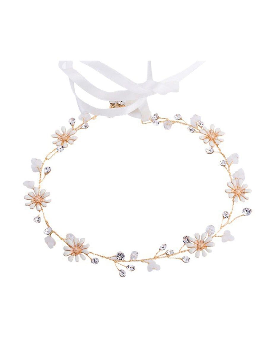 Elegant Daisy and Crystal Hair Vine