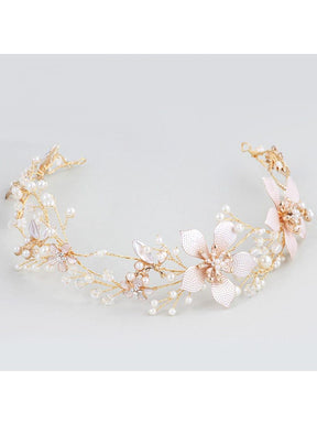 Goddess-inspired Floral Headband with Artificial Pearls