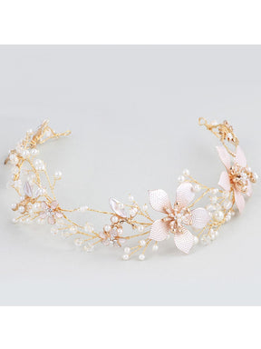 Goddess-inspired Floral Headband with Artificial Pearls