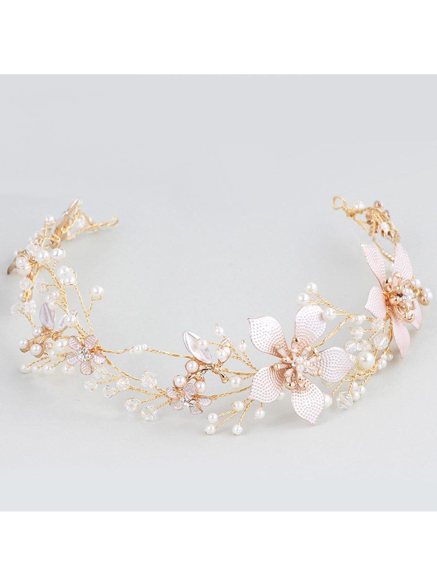 Goddess-inspired Floral Headband with Artificial Pearls